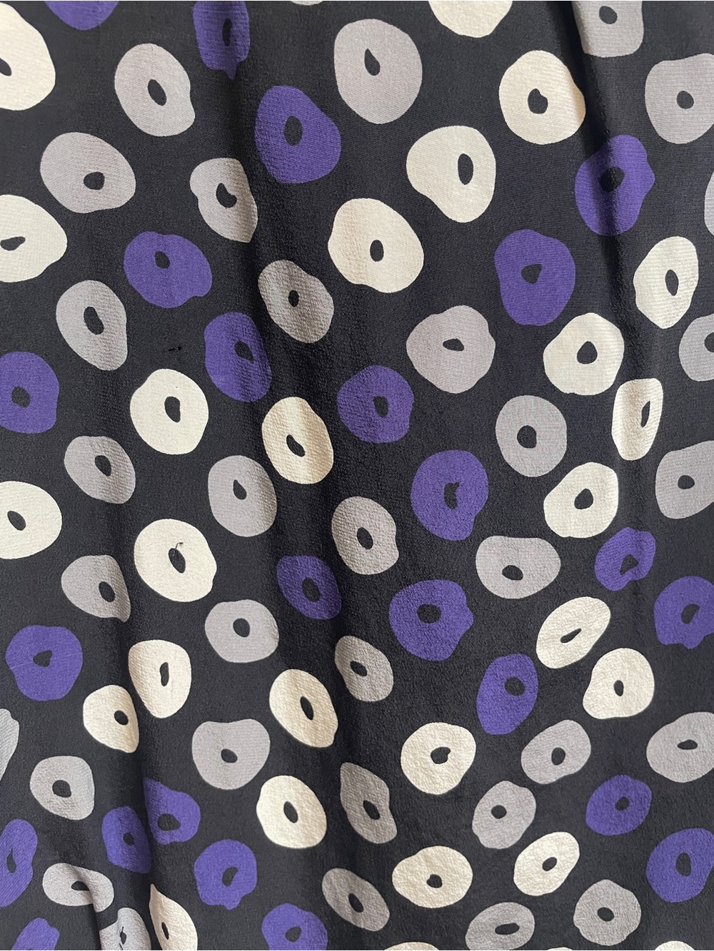 Tory Burch Black Silk Blouse with Purple and Cream Dot Print - Picture 4 of 4